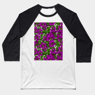 Pink Clematis vine on white Baseball T-Shirt